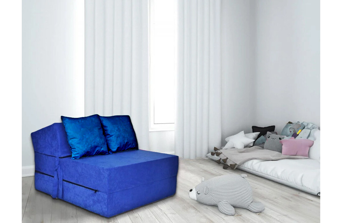 Logeermatras met kussens - 200x70x15 cm blauw foam