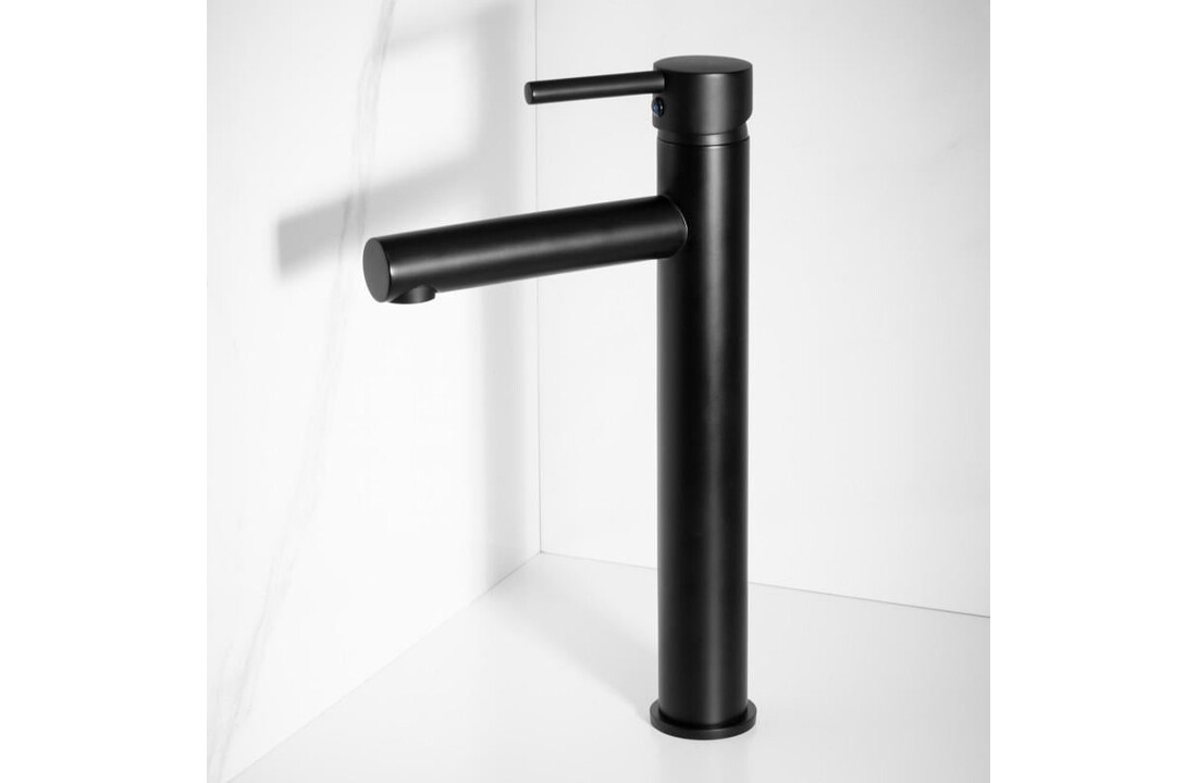 Hoge wastafelkraan matzwart - Vrijstaand, Messing, 35mm gat
