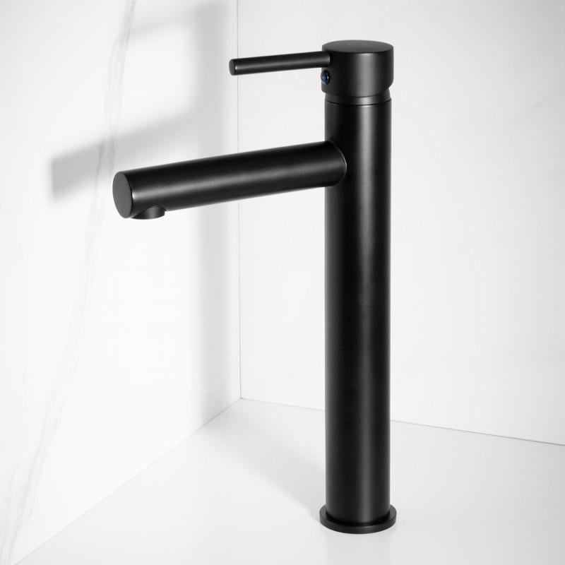 Hoge wastafelkraan matzwart - Vrijstaand, Messing, 35mm gat