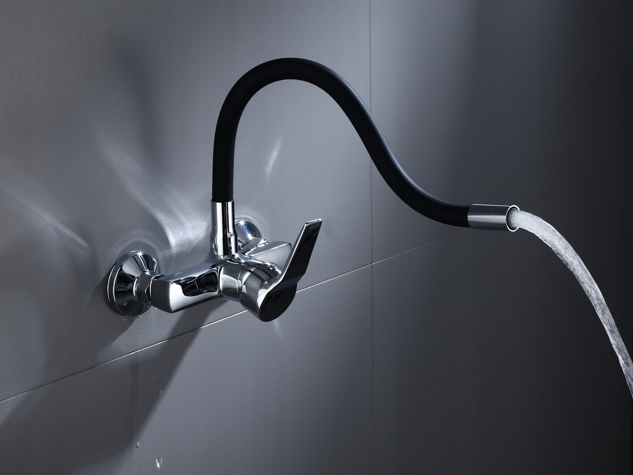 Wandkraan keuken zwart flexibel - Messing, Chroom - 52x18x10 cm