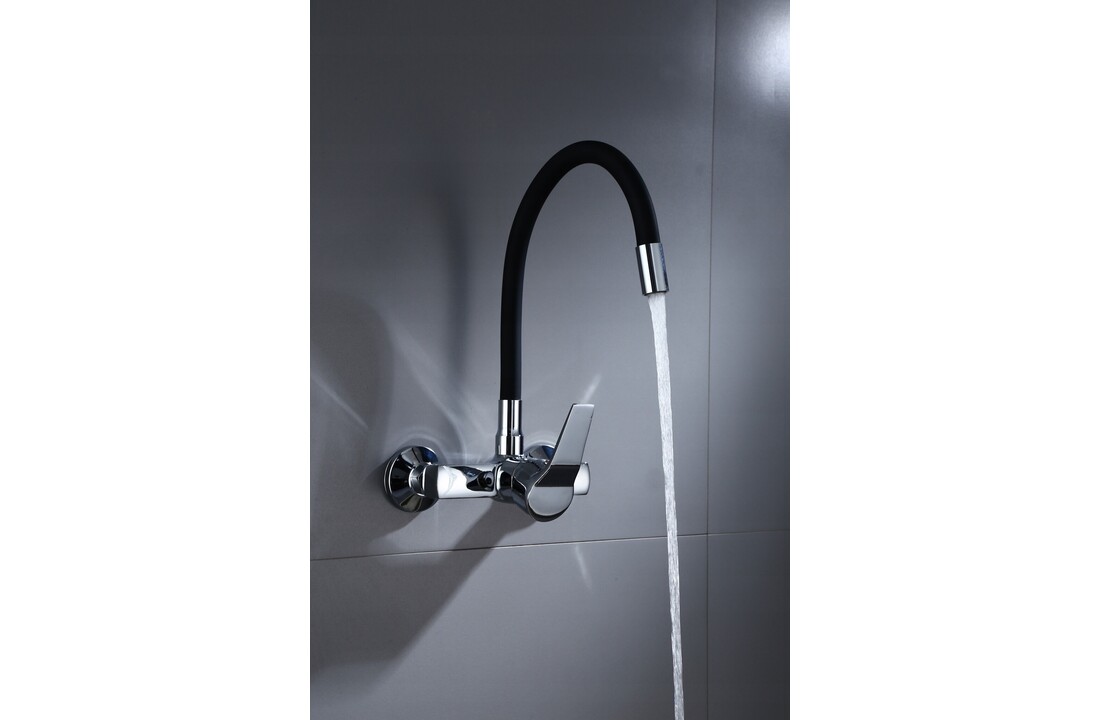 Wandkraan keuken zwart flexibel - Messing, Chroom - 52x18x10 cm