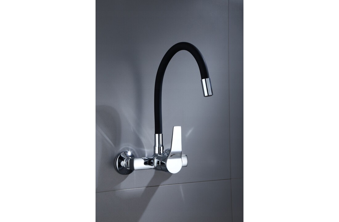 Wandkraan keuken zwart flexibel - Messing, Chroom - 52x18x10 cm