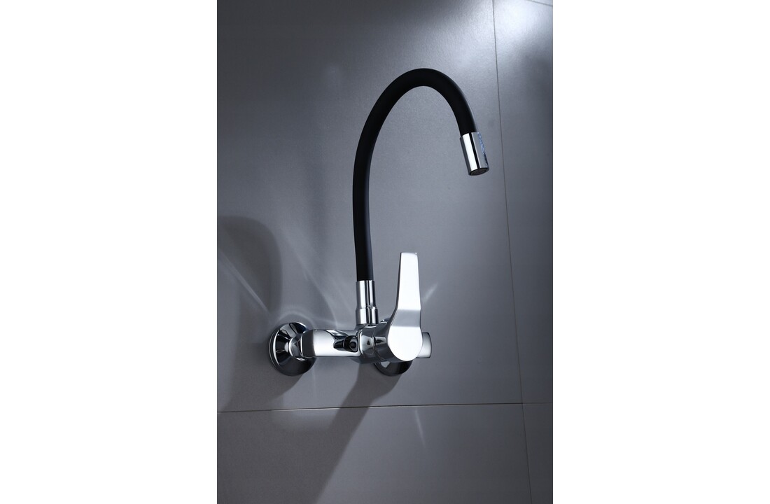 Wandkraan keuken zwart flexibel - Messing, Chroom - 52x18x10 cm