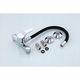 Zwarte keukenkraan wandmontage - Flexibel, Messing, Chroom Afwerking