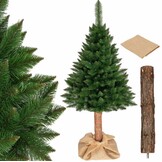 Volle kunstkerstboom 220 cm groen PVC met houten stam