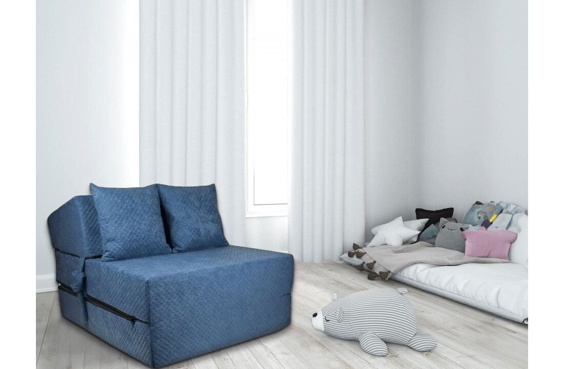 Opklapbaar bed 200x70 - Luxe Navy Blauw Schuimmatras 15cm