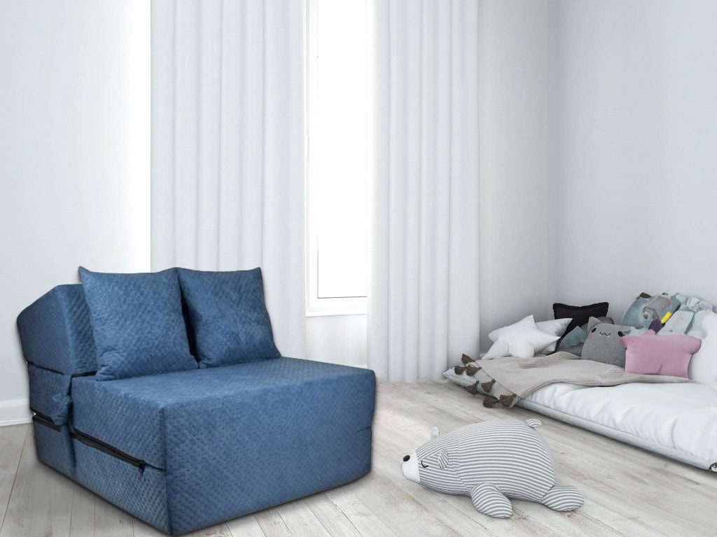 Opklapbaar bed 200x70 - Luxe Navy Blauw Schuimmatras 15cm