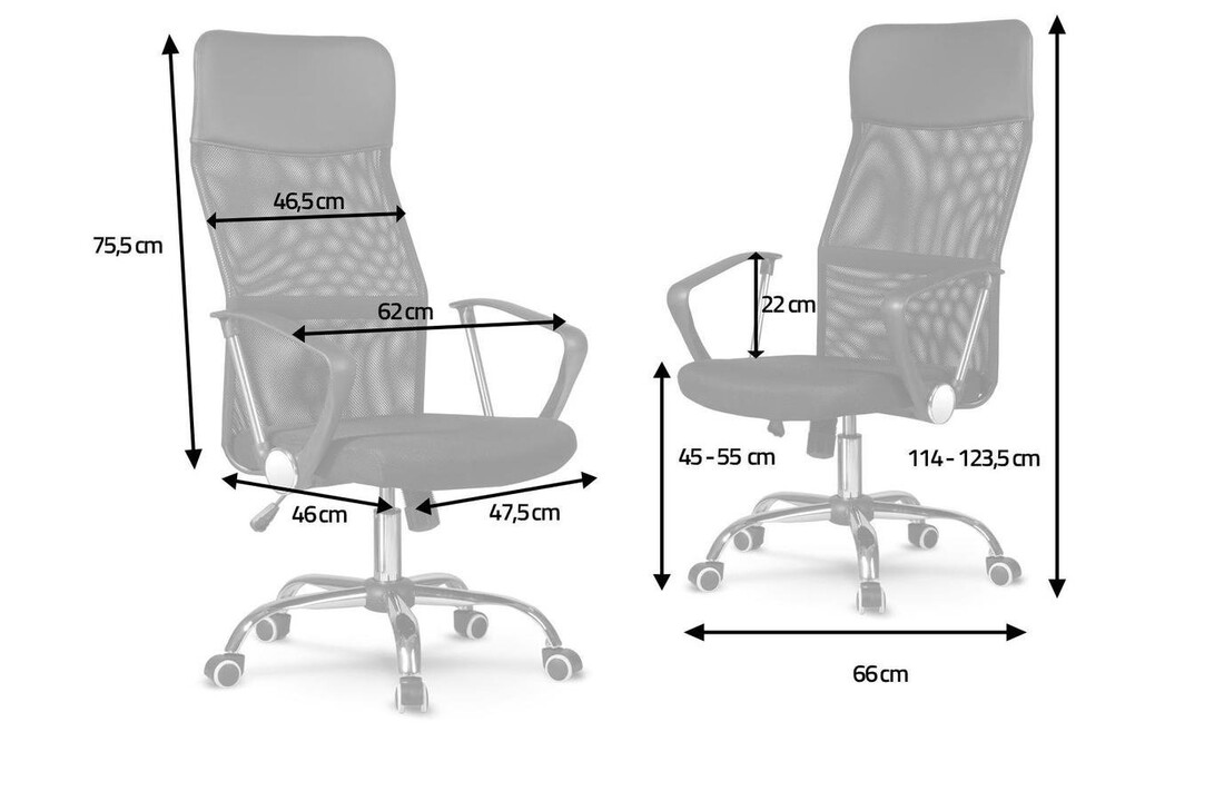 Bureaustoel mesh rugleuning grijs - ergonomisch - ademend