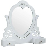 Witte make-uptafel met hartspiegel & krukje - 50x30x136cm