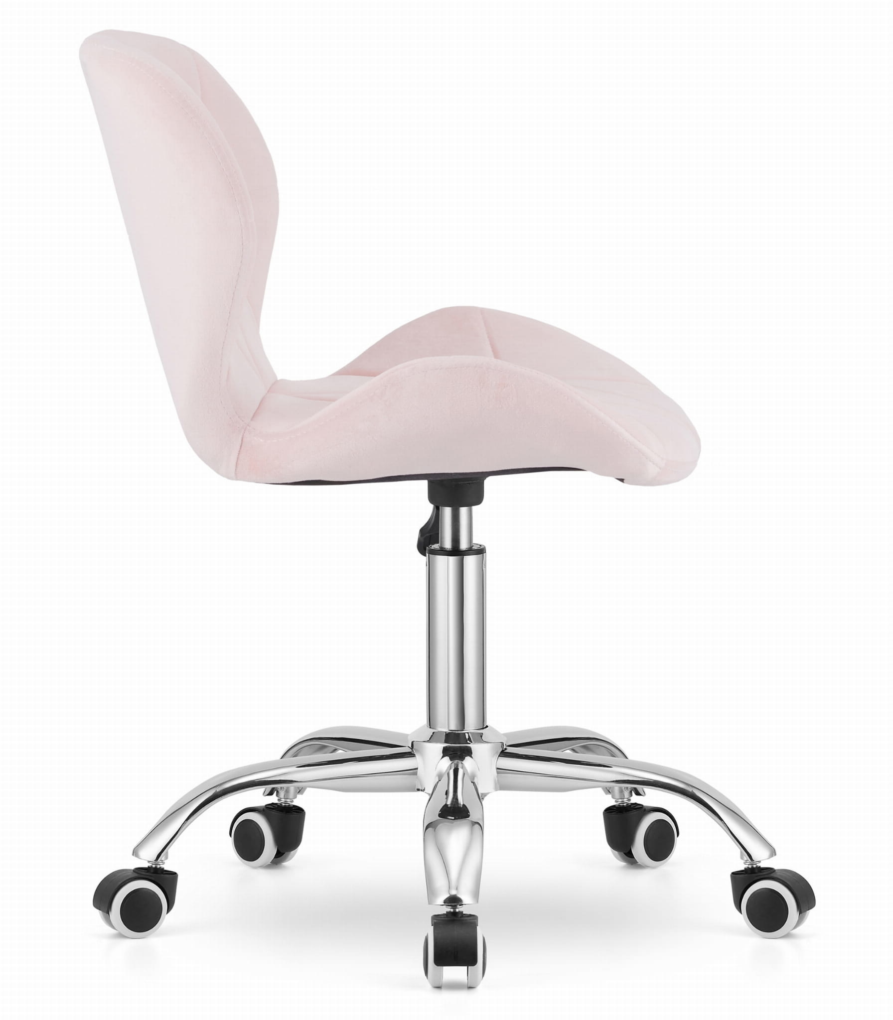 Ergonomische bureaustoel roze velvet, verstelbaar, 46.5x36.5x66-76cm