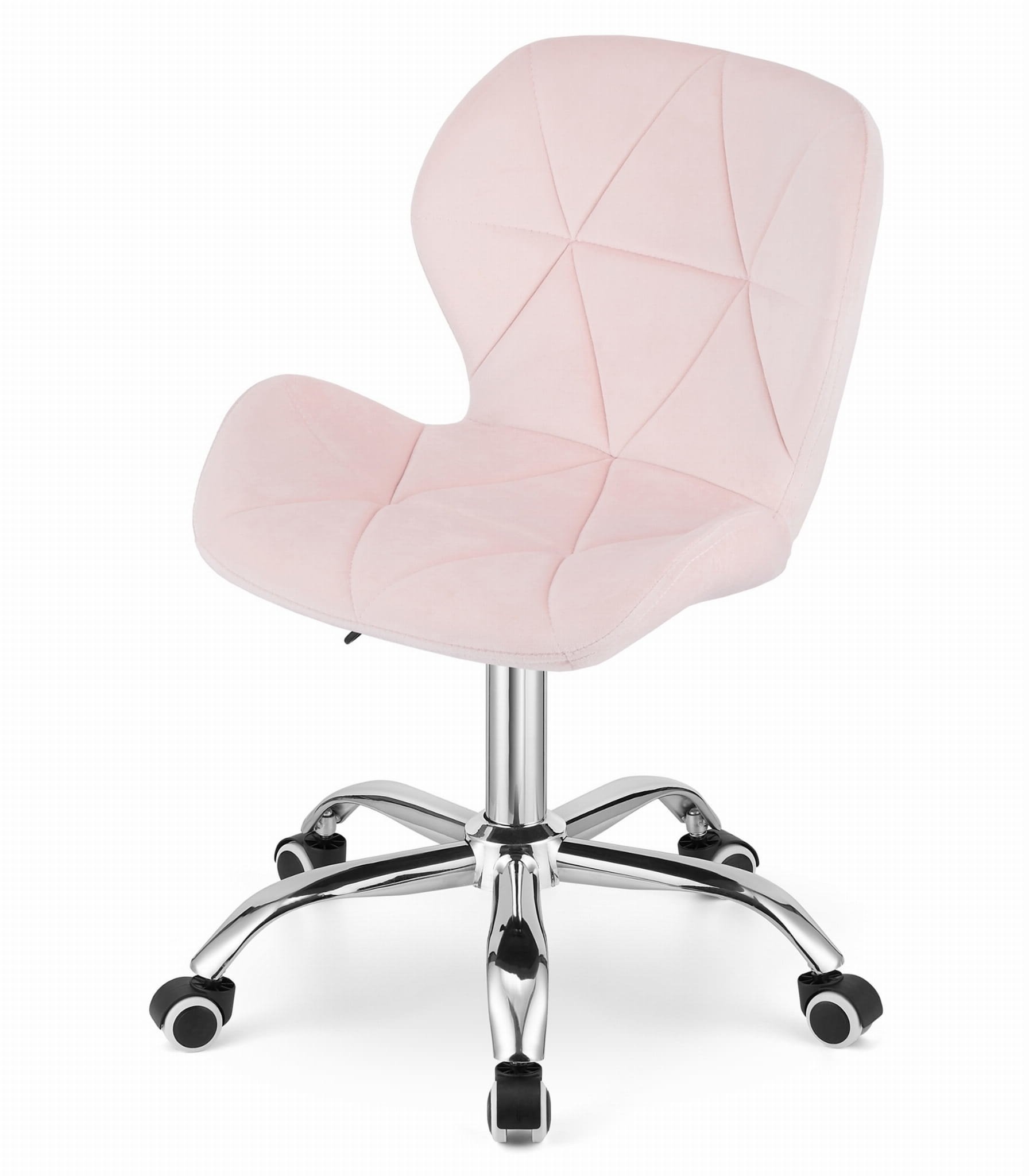 Ergonomische bureaustoel roze velvet, verstelbaar, 46.5x36.5x66-76cm