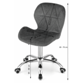 Ergonomische bureaustoel roze velvet, verstelbaar, 46.5x36.5x66-76cm