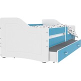 Kinderbed met lade 180x80 cm - Wit/Blauw - Grenenhout & MDF