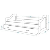 Bed kind met matras en lade - 180x80cm, wit/blauw, hout