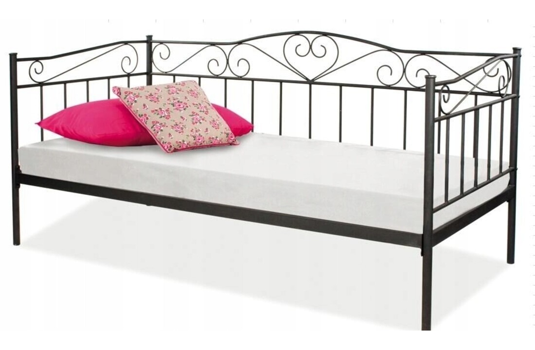 Zwart metalen bed 90x200 cm - Stevig & Sfeervol - Inclusief lattenbodem