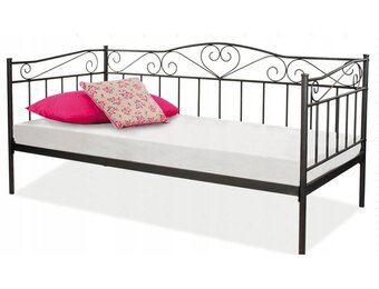 Zwart metalen bed 90x200 cm - Stevig & Sfeervol - Inclusief lattenbodem