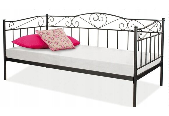Zwart metalen bed 90x200 cm - Stevig & Sfeervol - Inclusief lattenbodem