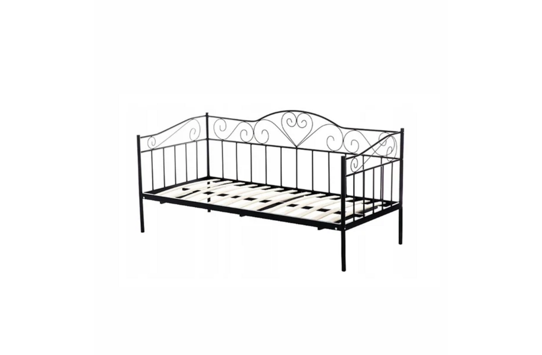Zwart metalen bed 90x200 cm - Stevig & Sfeervol - Inclusief lattenbodem
