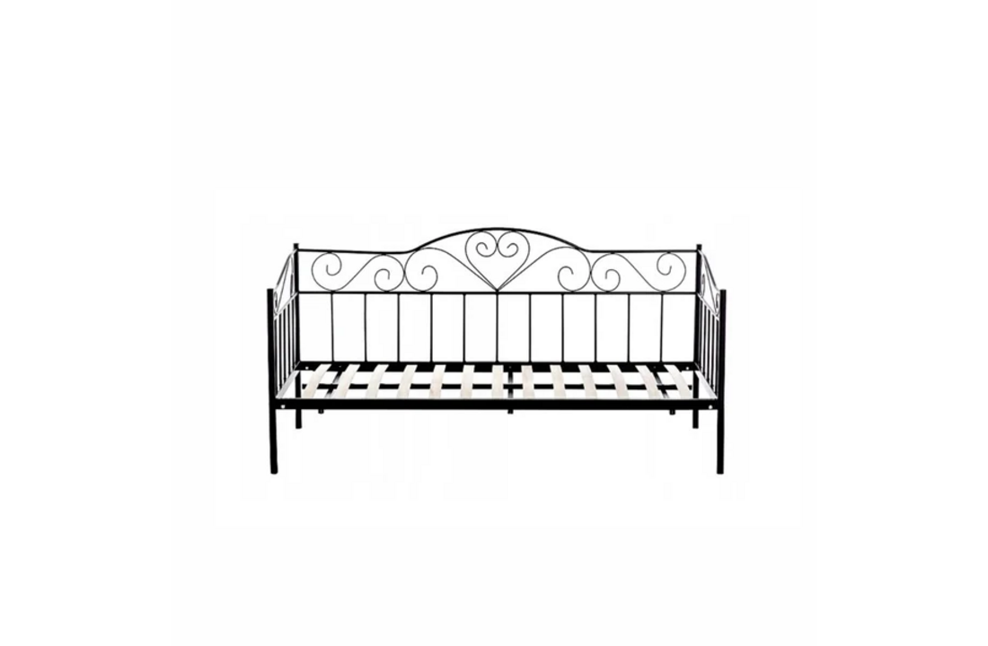 Eenpersoonsbed met krullen 90x200cm metaal zwart