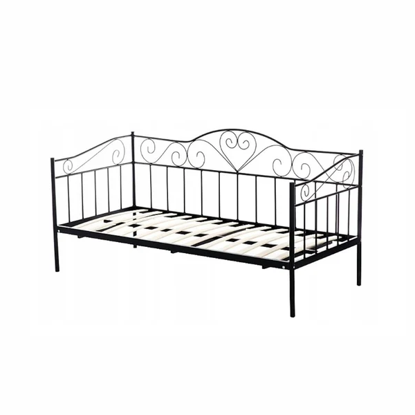 Klassiek bedframe met sierlijke details - 90x200 cm - Zwart Metaal