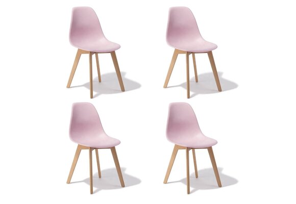 Eetkamerstoelen roze - Set van 4, Scandinavisch design, beukenhout
