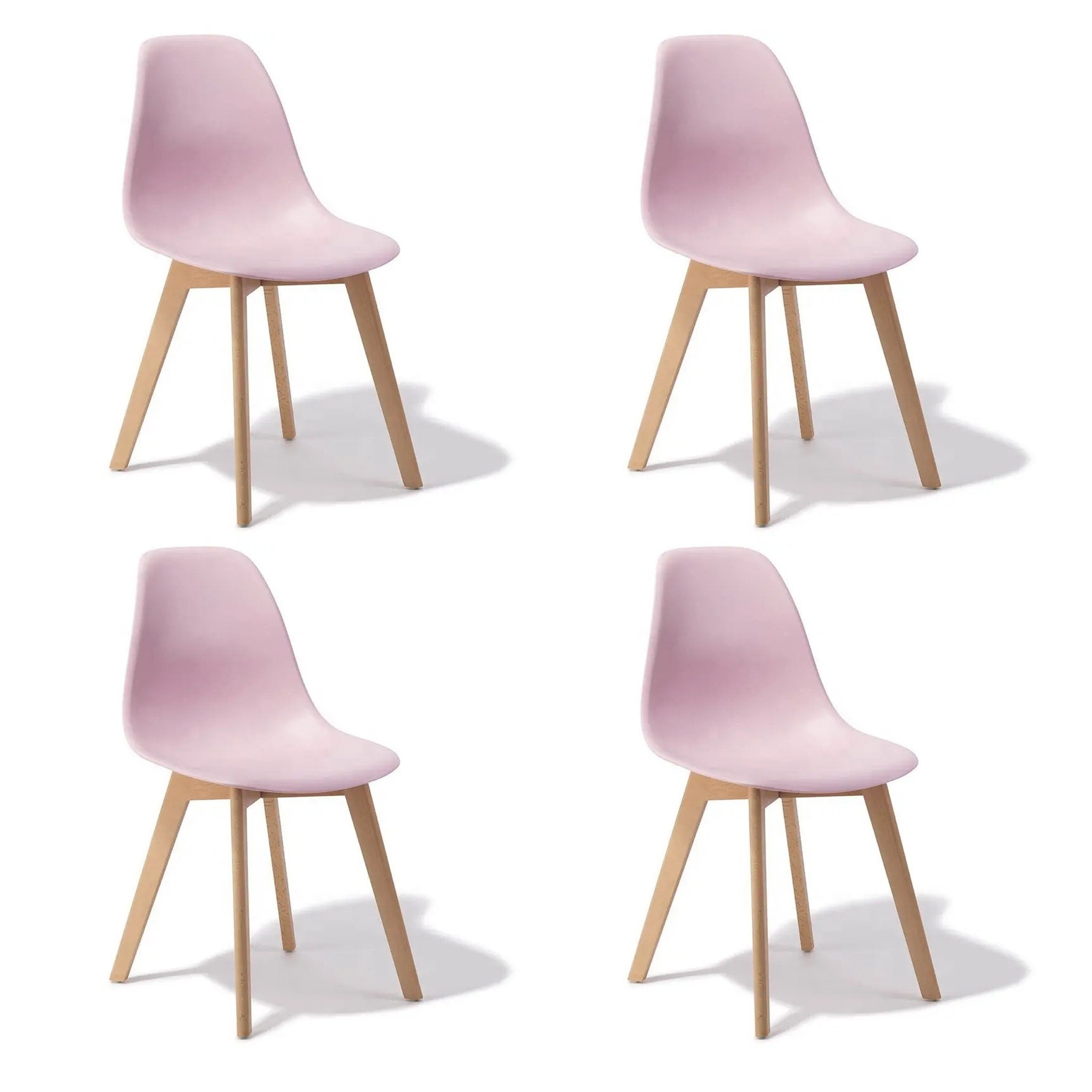 Eetkamerstoelen roze - Set van 4, Scandinavisch design, beukenhout