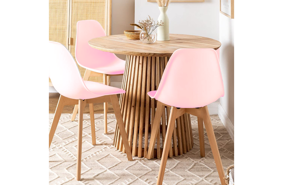 Eetkamerstoelen roze - Set van 4, Scandinavisch design, beukenhout