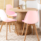 Set eetkamerstoelen 4x roze Scandinavisch, polypropyleen & beukenhout