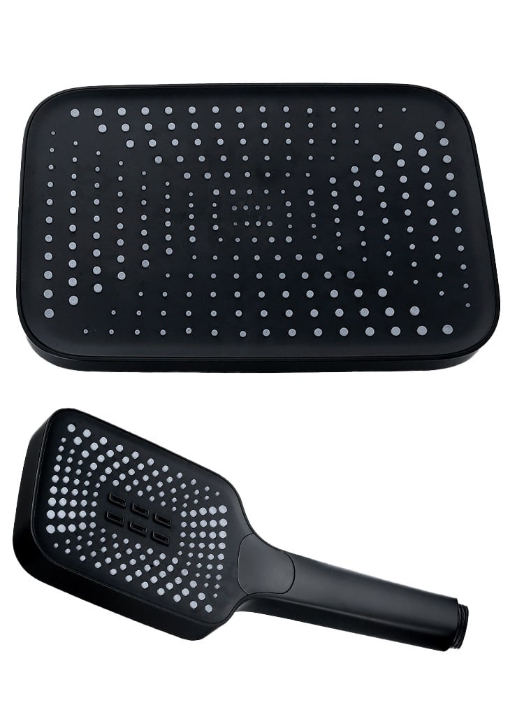 Zwarte douchekolom met plank - Thermostaat - 30x30cm - Mat Zwart - RVS