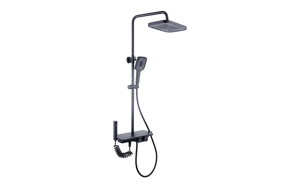 Inbouw thermostaat douche met regendouche | Mat Zwart, 30x30cm