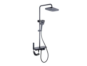 Inbouw thermostaat douche met regendouche | Mat Zwart, 30x30cm