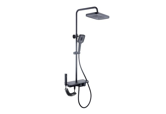 Inbouw thermostaat douche met regendouche | Mat Zwart, 30x30cm