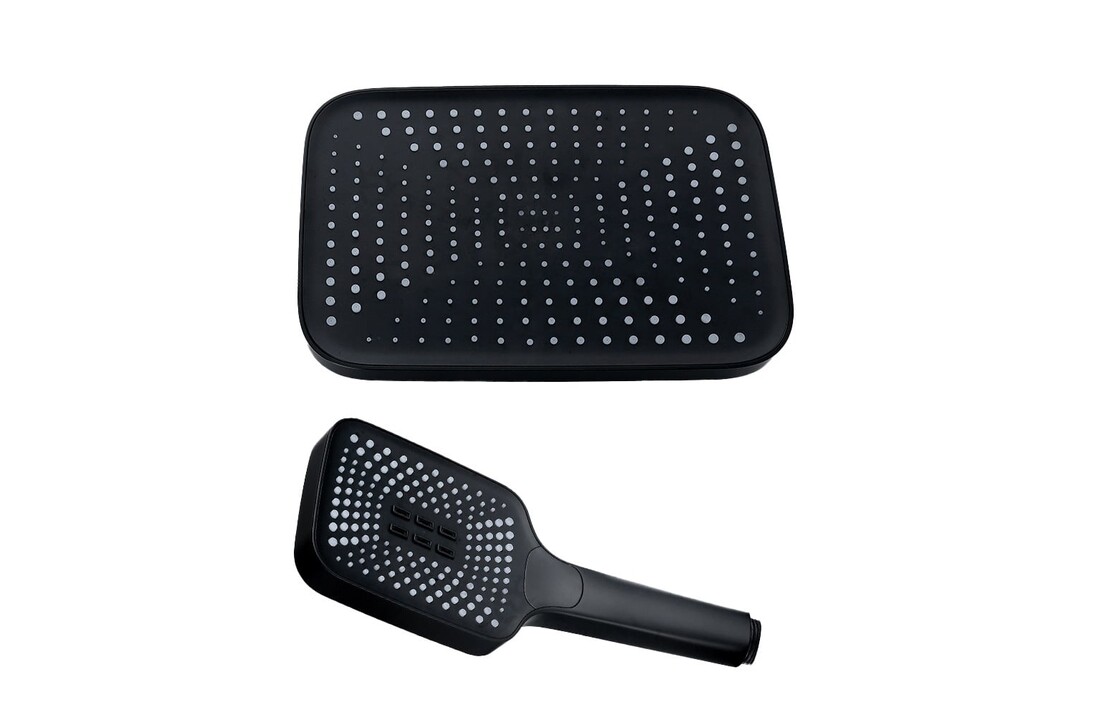 Inbouw thermostaat douche met regendouche | Mat Zwart, 30x30cm