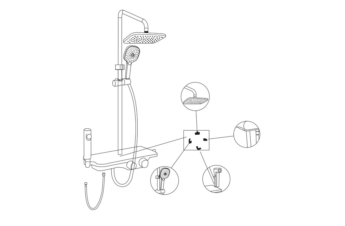 Inbouw thermostaat douche met regendouche | Mat Zwart, 30x30cm