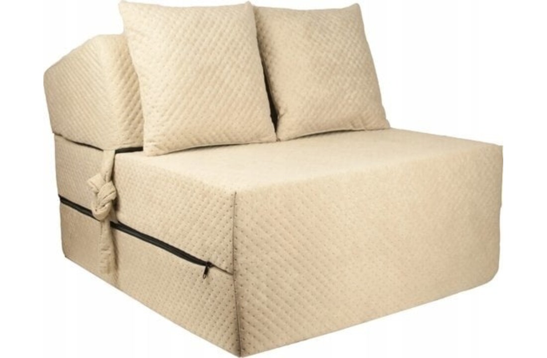 Campingbed 200x70 cm Beige | Opvouwbaar Slaapmatras met Kussens