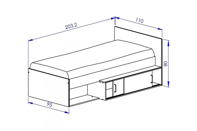 Houten bed 90x200 cm - Met opberglade, Eiken/Zwart