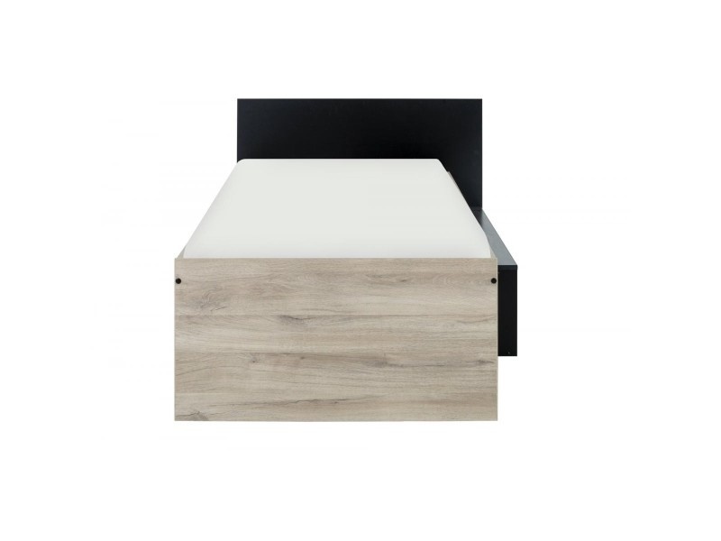 Eenpersoonsbed met lade - 90x200 cm, Eiken/Zwart, Spaanplaat