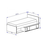 Eenpersoonsbed met lade - 90x200 cm, Eiken/Zwart, Spaanplaat