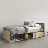 Bed met opbergruimte 90x200 cm, Kronberg Eiken/Zwart