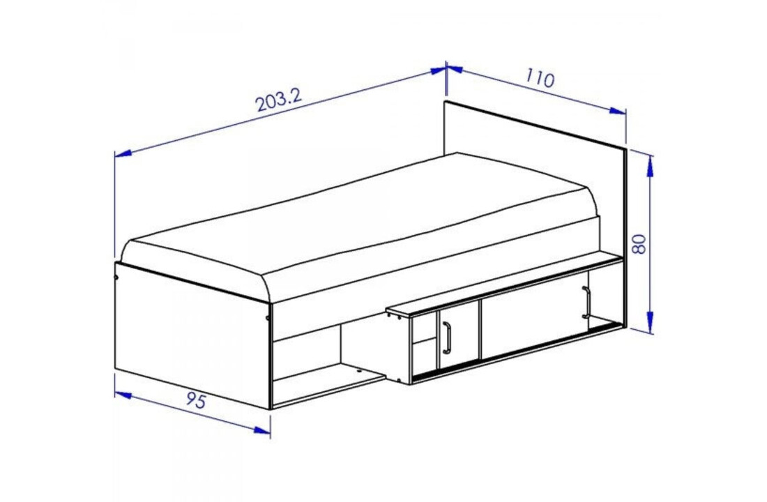 Bed met opbergruimte 90x200 cm, Kronberg Eiken/Zwart