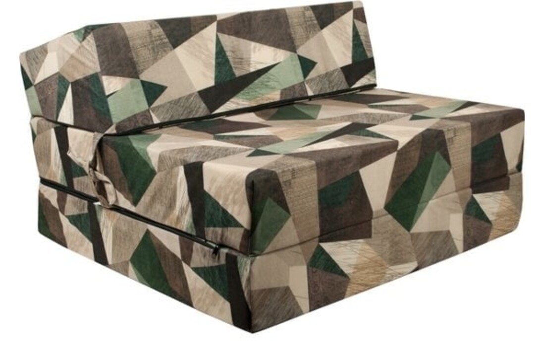 Vouwmatras 15cm - 200x90cm - Beige/Bruin/Groen - Foam