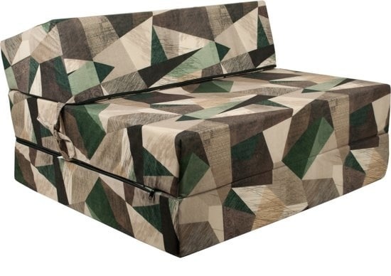 Vouwmatras 15cm - 200x90cm - Beige/Bruin/Groen - Foam