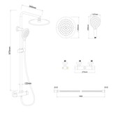 Thermostaat doucheset zwart - 25cm rond, mat zwart, messing