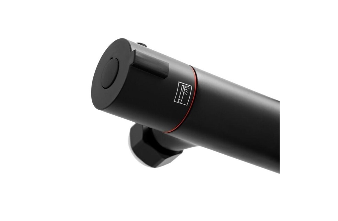 Zwarte douchekop met thermostaat - Mat zwart, 25cm rond, RVS