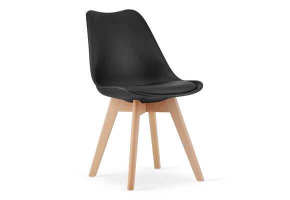 Zwarte stoelen houten poten - Set van 4 Scandinavische design eetkamerstoelen