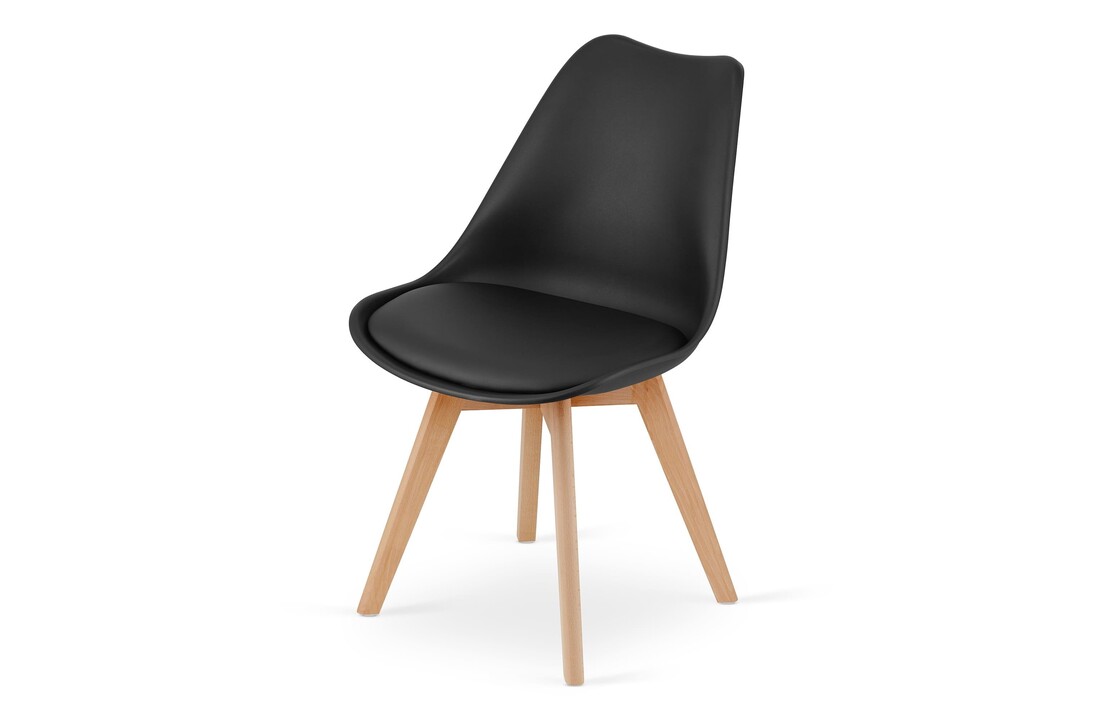 Zwarte stoelen houten poten - Set van 4 Scandinavische design eetkamerstoelen