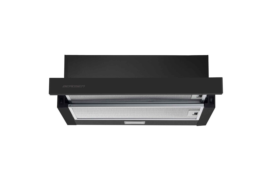 Vlakscherm afzuigkap keuken - 50cm - zwart RVS