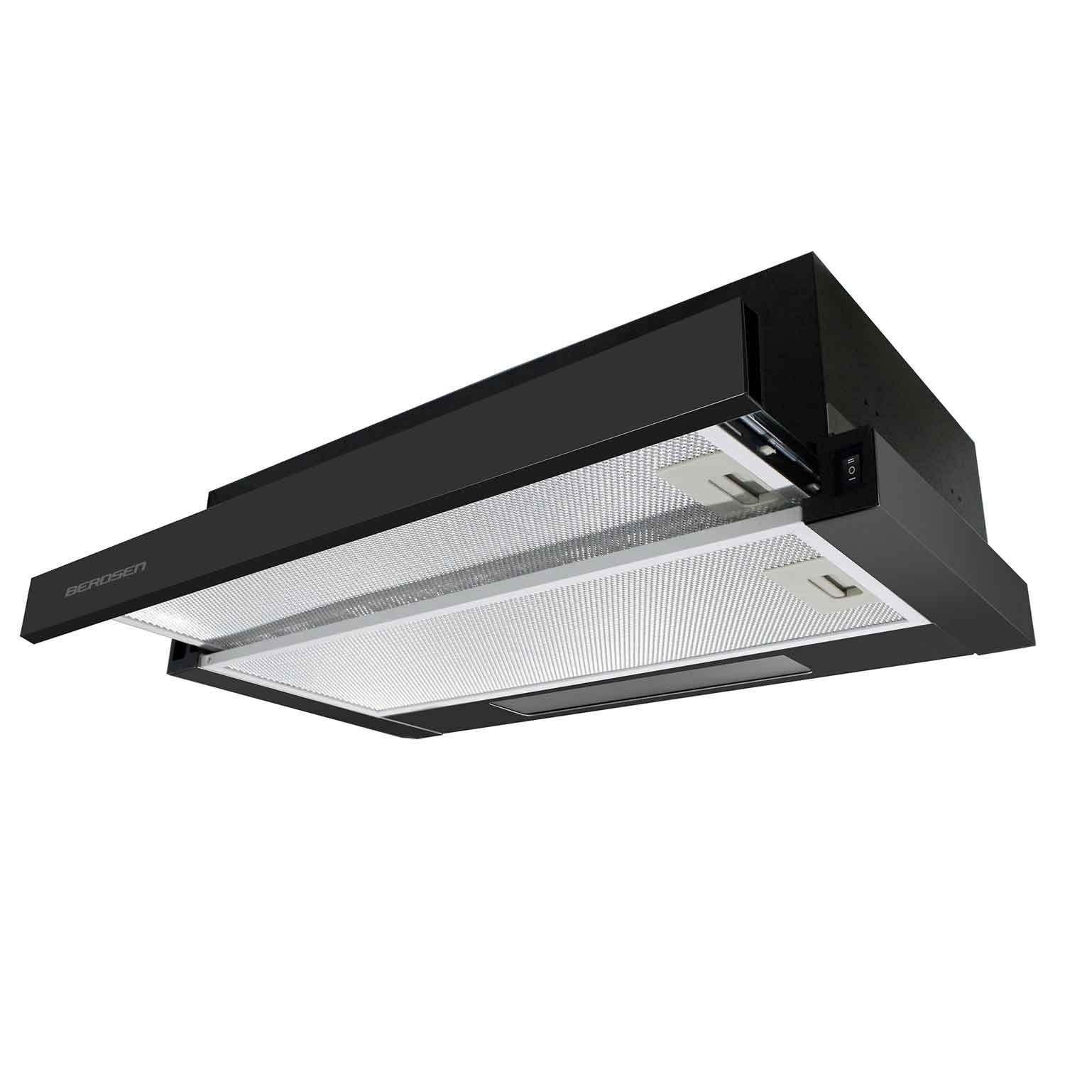 Vlakscherm afzuigkap keuken - 50cm - zwart RVS