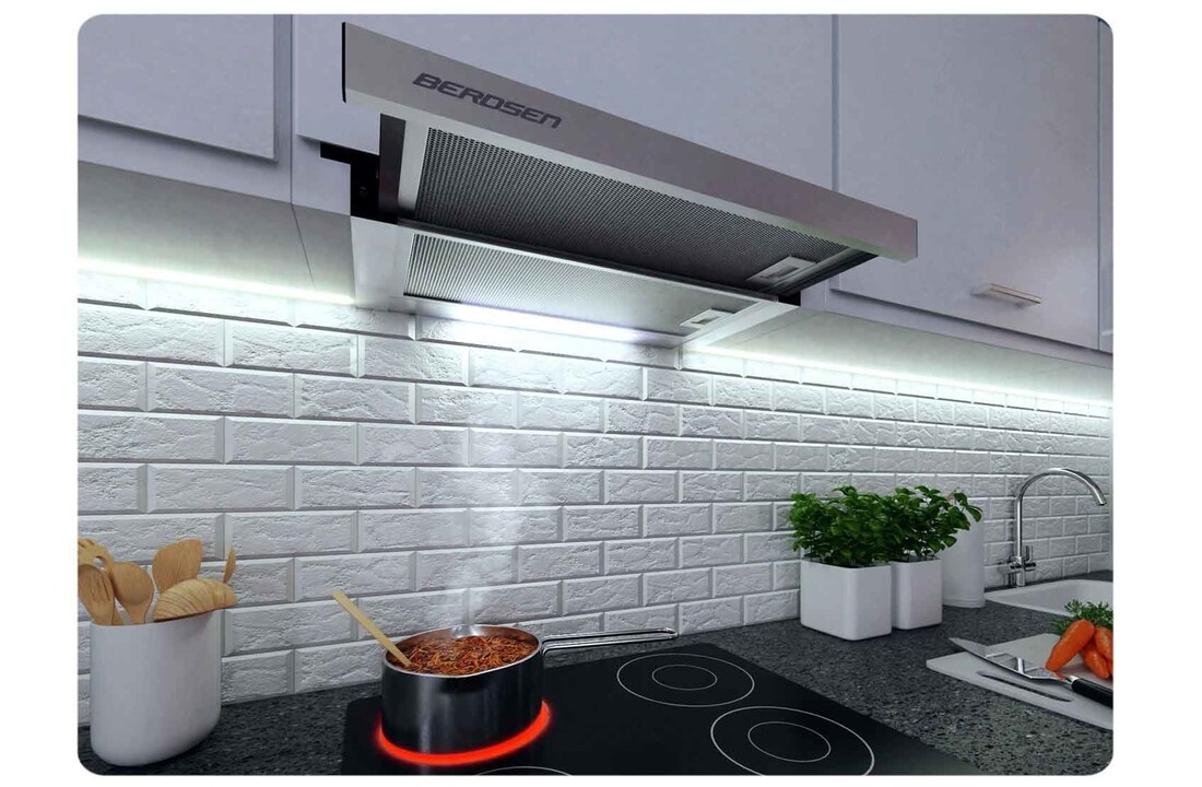 Onderbouw afzuigkap keuken - 50 cm RVS vlakscherm