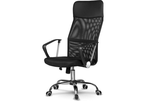 Ergonomische bureaustoel zwart kunstleer - 45x49x110 cm